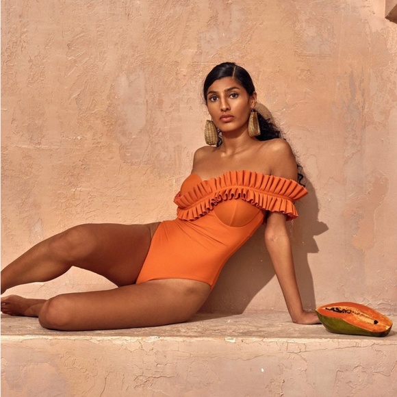 NWT Andrea Iyamah Nisi Ruffle One piece Swimsuit - Picture 1 of 10